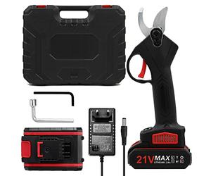 Tijera de Podar Electricas Profesional 30 mm Geevorks 21V Tijeras de Podar a Batería Li-Ion(2 * 2000mAh) Carga Rápida Diseño Antideslizante Cortador Eléctrico Ramas Inalámbrico para Jardinería