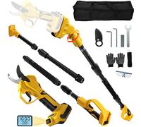 Tijera de ramas eléctrica con batería Jardín tijeras de podar 2 EN 1 Barra telescópica para Dewalt 20V 18V, Motor sin escobillas Eléctrico Sierra de ramas Batería LCD para podar árboles árboles