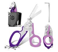 Tijera De Rescate Tijeras Traumatológicas Plegables 6 En 1 Para Servicios Profesionales De Rescate, Camping Al Aire Libre (Púrpura doble)