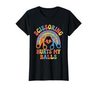 Tijera Duele Mis Bolas Compañero de Trabajo Mordaza Divertidas Bromas De Oficina Camiseta gráfica económica, Mujer, Negro, M