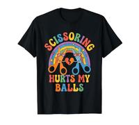 Tijera Duele Mis Bolas Compañero de Trabajo Mordaza Divertidas Bromas De Oficina Camiseta gráfica económica, Hombre, Negro, L