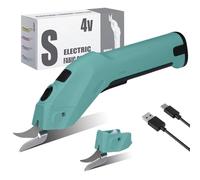 Tijera Electrica, 4V Tijeras Electricas Costura, 2500mAh Tijeras electricas carton, 2 cuchillas de corte Para Tela Para Cartón Cuero Alfombra PVC