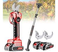 Tijera Eléctrica inalámbricas con Pértiga de extensión 2.1m,Tijeras de Podar Bateria Profesional LCD,podadora Recortadora de Ramas de árboles,Apto para 35MM (Color : 3 Battery, Size : 3 Blade)