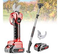 Tijera Eléctrica inalámbricas con Pértiga de extensión 2.1m,Tijeras de Podar Bateria Profesional LCD,podadora Recortadora de Ramas de árboles,Apto para 35MM (Color : 2 Battery, Size : 2 Blade)