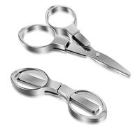 Tijera plegables telescópicas de 2 piezas, mini tijeras de viaje portátiles plateadas, 8,3 × 2,4 cm, artesanales, para cocina y mini inoxidable para cortar papel de coser