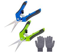Tijera podar pequeña para jardinería Tijeras de Podar Pequeñas con Cuchilla Curva y Afilada Tijeras de Jardinería de Mano para Podar Hojas Ramas+ 1 par de guantes de jardinería