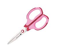 Tijera Soft Touch de 17 cm con Asas ligeras y Cómodas en caucho, apta zurdos y diestros, puntas redondeadas de seguridad en Acero Inoxidable, Resistentes y duraderas por SDI by Office box. (Rosa)