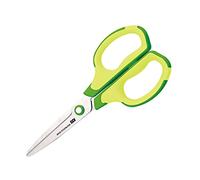 Tijera Soft Touch de 17 cm con Asas ligeras y Cómodas en caucho, apta zurdos y diestros, puntas redondeadas de seguridad en Acero Inoxidable, Resistentes y duraderas por SDI by Office box. (Verde)