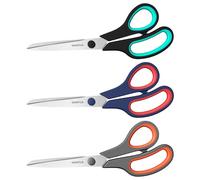 Tijeras 3 piezas, Tijeras Multiusos de 21cm con Hojas Afiladas de 2,5mm de Grosor, Mangos de Fácil Agarre, Tijera Duraderas para Manualidades Escolares Oficina, para Diestros/Zurdos