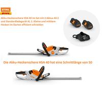 Tijeras a batería STIHL HSA40 con 2 baterías AS2 y cargador AL1 longitud de...