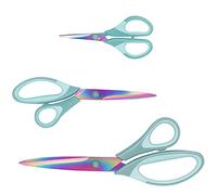 Tijeras afiladas de titanio, mango de agarre suave, juego de 3 tijeras multiusos adecuadas para uso familiar, oficina y escuela, color azul