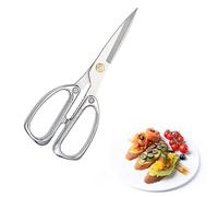Tijeras Cocina Acero Inoxidable Mango de Acero Inoxidable Multifunción Cook para Carne, Pescado, Pollo ergonómica y Esterilizable Tijeras Ultra Afiladas Apto para lavavajillas Color Plata