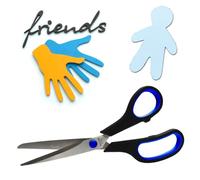 Tijeras con mango suave y cuchillas de acero, 21 cm, súper afiladas, multiusos para escuela, oficina, casa, papel, cartón, tela, fieltro, corte de precisión (azul y negro)