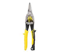 Tijeras corta chapas de corte recto, diseño ergonómico, acero de alta resistencia, ideales para trabajos de bricolaje y metalistería.