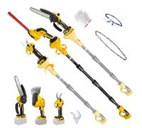 Tijeras Cortasetos Telescopica, 8 Pulgadas Mini Motosierra & 28 mm Tijeras de Podar Eléctricas para Dewalt 18 V, 20 V batería, 6 en 1 Kit de Herramientas de Jardín, Alcance Máximo Hasta 4,5 m
