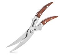 Tijeras, Corte profesional de mango madera for aves corral acero inoxidable(Brown)