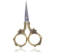 Tijeras de acero inoxidable para punto de cruz, Tijeras de Sastre de Costura de Flor de margaritas, Patrón de Flor de La Vendimia Costura Bordado de Sastre Tijeras para obras de arte(Oro)