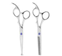 Tijeras de adelgazamiento profesional para cortar el cabello Juego de tijeras de cabeza redonda Juego de tijeras de peluquería para bebés y niños(Azul)