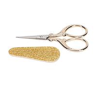 Tijeras de bordado de acero inoxidable, pequeñas tijeras de costura hechas a mano para proyectos de manualidades de corte de papel (golden + scissors)