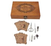 Tijeras de Bordado Vintage Europeas, Kit de Costura de Acero Inoxidable con 12 Accesorios y Caja de Madera - Herramientas Retro Duraderas, Precisas y Multifunción para Bordado, (Plata antigua)