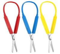 Tijeras de bucle de 3pcs para niños Tijeras de seguridad de acero inoxidable de 8x3 con suministros escolares de reemplazo portátiles rojo, azul y amarillo de bucle PP para arte, manualidades manuale