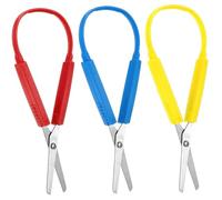 Tijeras de bucle de 3pcs para niños Tijeras de seguridad de acero inoxidable de 8x3 con suministros escolares de reemplazo portátiles rojo, azul y amarillo para arte, manualidad a mano adaptada para