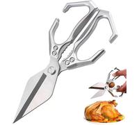 Tijeras de cocina multifuncionales de alta resistencia, tijeras de cocina de acero inoxidable multiusos con galletas de nogal y mango ergonómico para cortar carne de pollo, mariscos, huesos