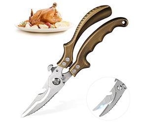 Tijeras de cocina para aves de corral de acero inoxidable, tijeras multiusos, mecanismo de resorte resistente, para pollo, pavo, pescado, verduras, fácil de sostener, regalo para hombres, mujeres