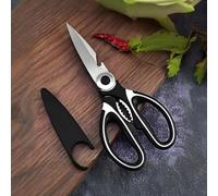 Tijeras de cocina resistentes, tijeras de acero inoxidable para alimentos, pollo, pizza con funda protectora