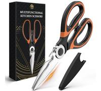 Tijeras de cocina, tijeras domésticas de acero inoxidable, afiladas y resistentes, aptas para lavavajillas, tijeras multiusos con abridor de botellas y cascanueces, tijeras de cocina para pollo,