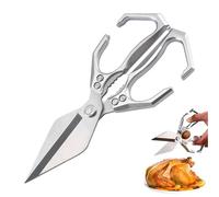 Tijeras de cocina versátiles, tijeras de carnicero de acero inoxidable para carne de aves de corral pescado | Cortador con cascanueces antideslizante para verduras pollo pato pescado frutas