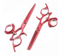 Tijeras de Corte de Pelo con Pulgar Giratorio, Profesionales 440c, Tijeras de Corte de Remolino Rojas de 6 Pulgadas, Tijeras de Corte de Pelo para entresacar, Tijeras de Corte de peluqu