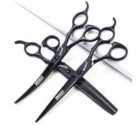 Tijeras de corte de pelo de 7/7.5 pulgadas, peluquero, juego de tijeras de corte de pelo de acero inoxidable para uso doméstico (7 pulgadas y 3 piezas-C)