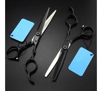 Tijeras de Corte de Pelo, Tijeras Profesionales de 6 Pulgadas de Japón de Acero 440c, Tijeras de bambú Negro para Cabello, Herramientas de peluquería para Adelgazamiento, Tijeras de Corte, Juego de t