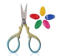 Tijeras de Costura,9,4x4,7CM Multifuncional Tijeras de Bordar Acero Inoxidable con 5 Piezas Enhebrador de Aguja para Bordado, Costura, Artesanía,Recorte de Papel