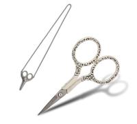 Tijeras de costura, cadenas largas, tijeras vintage de Bauhinia de acero inoxidable, tijeras puntiagudas de corte pequeño para bordar con funda para costura DIY.