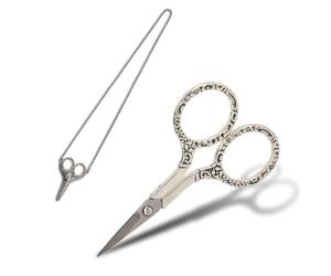 Tijeras de costura, cadenas largas, tijeras vintage de Bauhinia de acero inoxidable, tijeras puntiagudas de corte pequeño para bordar con funda para costura DIY.
