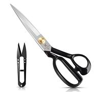 Tijeras de costura, tijeras de modista de 24 cm con cortador de hilo - tijeras de tela acero al carbono para cortar tela, ropa, cuero, materias primas (blanco, 9 pulgadas, diestro)