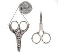 Tijeras de Costura Vintage con Cadena y Vaina - Diseño Floral de Bauhinia en Acero Inoxidable Afilado para Bordar, Coser y Manualidades