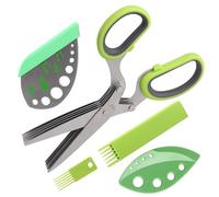 Tijeras de hierba, acero inoxidable premium 5 cuchillas para cocina, lavable en lavavajillas, tijeras de cocina de 5 cuchillas afiladas y prácticas con tapa de seguridad