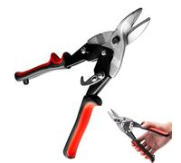 Tijeras de hojalata de aviación - Tijeras de estaño, cortadores de metal, asas de vinilo con resorte, 25 cm, mandíbulas de acero al carbono cortan a través de aluminio, cuero, goma, metal y más,