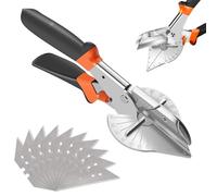 Tijeras de inglete ajustables - Cortador angular profesional para molduras, canales de cable y PVC, ángulo de corte 45°-135°, incluye 10 cuchillas de repuesto