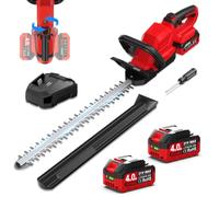 Tijeras de jardín GoYwato 53CM Cortasetos Bateria con 2x4.0Ah Bateria | 21V Cortasetos Electrico Inalámbrico, 2200SPM, Espesor de Corte 16mm, Cuchilla 65MN Doble Acción, Corta Setos para Jardin