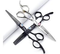 Tijeras de mano izquierda moradas sharonds de 6 pulgadas tijeras para herramientas de modelado de acero 440c de Japón (6 pulgadas y 3 piezas)