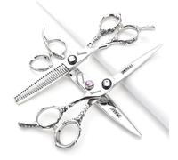 Tijeras de mano izquierda moradas sharonds de 6 pulgadas tijeras para herramientas de modelado de acero 440c de Japón (6 pulgadas y 3 piezas-A)