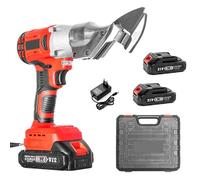 Tijeras de metal con batería, batería con 2 baterías de 1,5 Ah, tijeras eléctricas con iluminación LED, máx. 3 mm de grosor, tijeras eléctricas sin escobillas para chapas de aluminio, alfombras, cuero