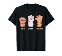 Tijeras de Papel de Roca Juego de Mano Divertido Pata de Gato Camiseta