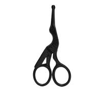 Tijeras de Pelo de Nariz en Forma de Grulla de Acero Inoxidable Negro, Recortadora de Aseo de Punta Redonda para Cejas Pestañas y Pelo Facial
