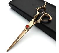 Tijeras de peluquería para peluquería de 6 pulgadas, tijeras de peluquería de acero Japón 440C, tijeras de corte de peluquería + tijeras de adelgazamiento, oro rosa (tijeras de corte)