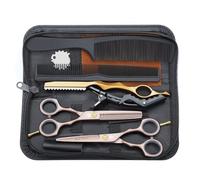 Tijeras de peluquería profesionales de 5,5 pulgadas, juego de tijeras de peluquero, de corte de pelo perfecto para mujeres y hombres, tijeras afiladas para peluquero/principiante (de color oro rosa)